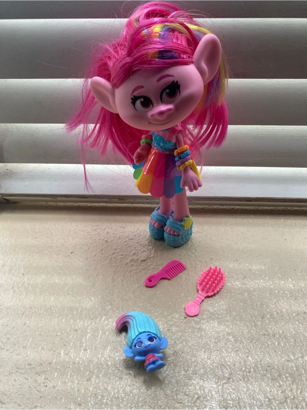 Rainbow Hair Pink Fashion Doll with Accessories - Kids Play Doll